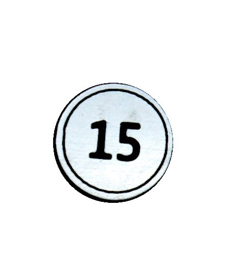Zahlenmarker rund "15", silber