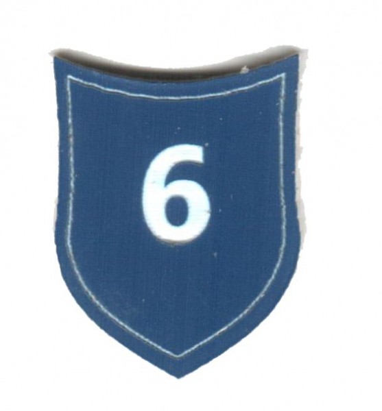 Zahlenmarker Schild "6", blau