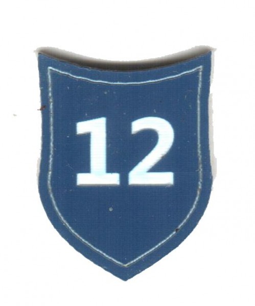 Zahlenmarker Schild "12", blau