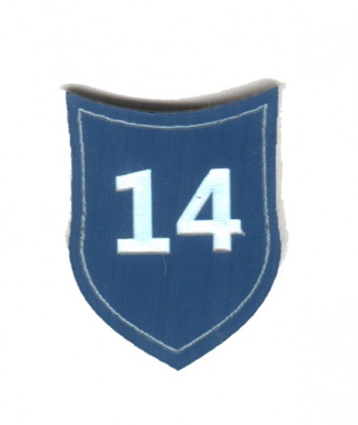 Zahlenmarker Schild "14", blau