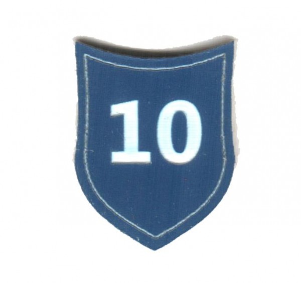 Zahlenmarker Schild "10", blau