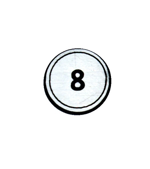 Zahlenmarker rund "8", silber