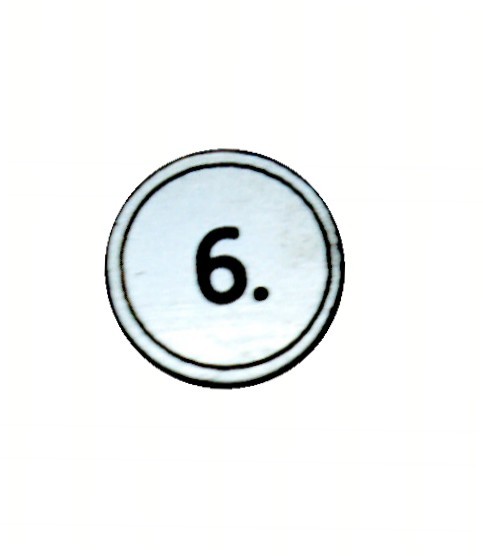 Zahlenmarker rund "6", silber