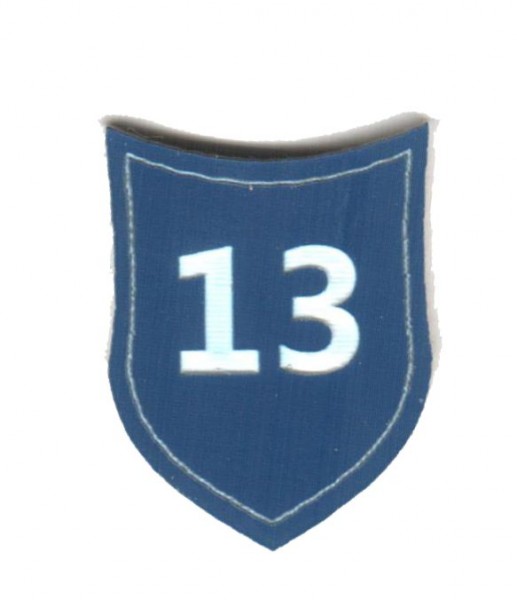 Zahlenmarker Schild "13", blau