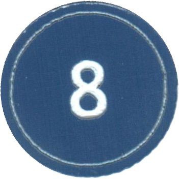Zahlenmarker rund "8", blau