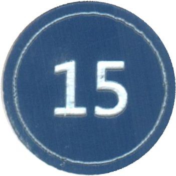 Zahlenmarker rund "15", blau