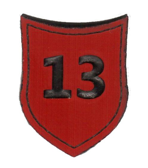 Zahlenmarker Schild "13", rot