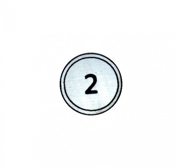 Zahlenmarker rund "2", silber