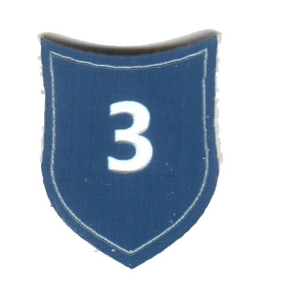 Zahlenmarker Schild "3", blau