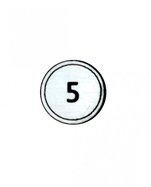 Zahlenmarker rund "5", silber