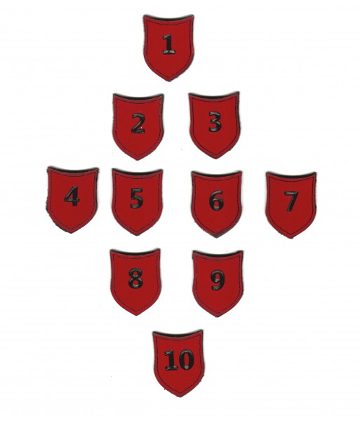 Zahlenmarker Schild Set, rot